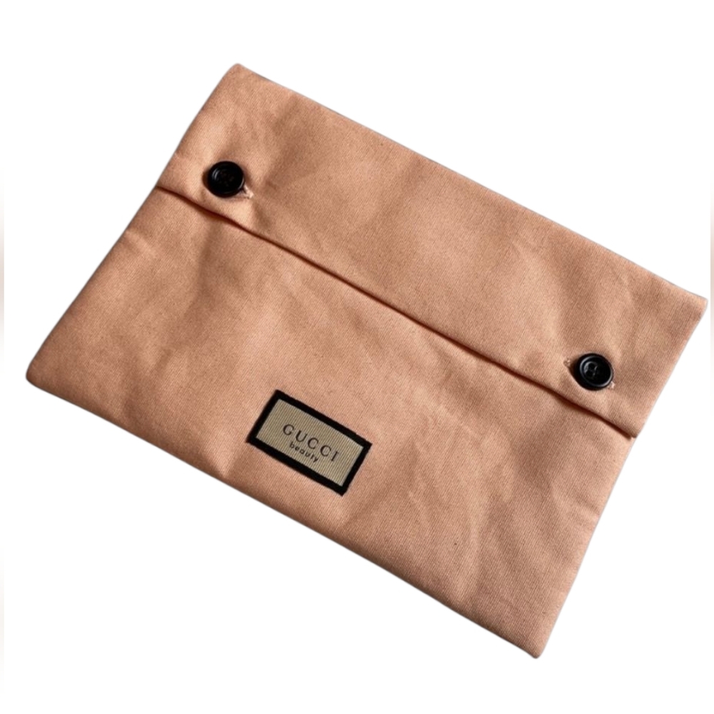 GUCCI Pink Cotton Clutch Pouch Bag Floral Interior. New